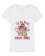 I'll Be Back Every Xmas Tricou mânecă scurtă guler V Damă Evoker