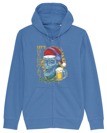 Skull Santa Let's Beer Party Bright Blue