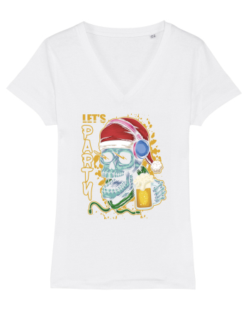 Skull Santa Let's Beer Party White