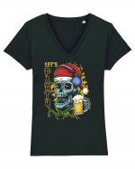 Skull Santa Let's Beer Party Tricou mânecă scurtă guler V Damă Evoker