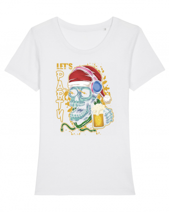 Skull Santa Let's Beer Party White