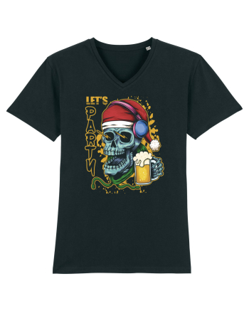 Skull Santa Let's Beer Party Black