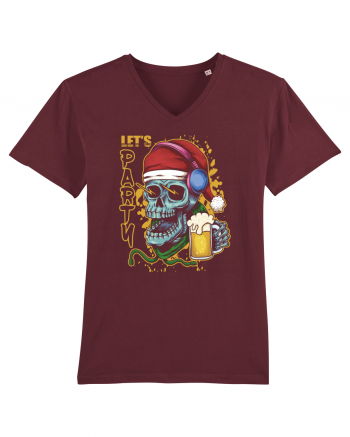 Skull Santa Let's Beer Party Burgundy