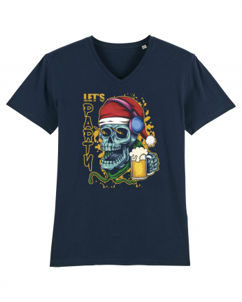 Skull Santa Let's Beer Party French Navy