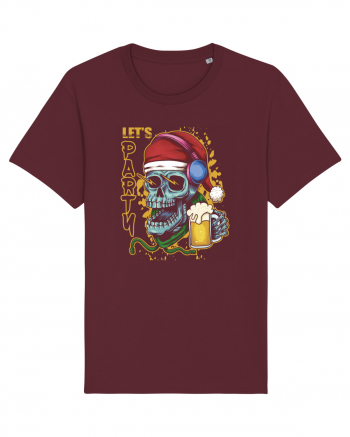 Skull Santa Let's Beer Party Burgundy