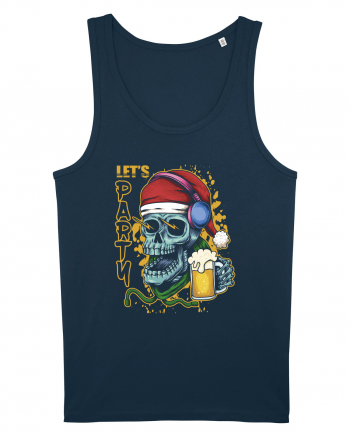 Skull Santa Let's Beer Party Navy