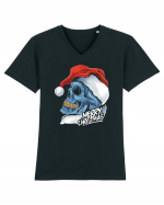 Xmas Santa Skull Tricou mânecă scurtă guler V Bărbat Presenter