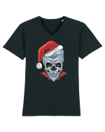 Xmas Skull Joker Beard Santa Tricou mânecă scurtă guler V Bărbat Presenter