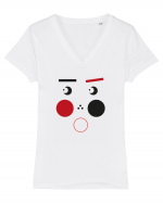 Scared Face Design Tricou mânecă scurtă guler V Damă Evoker