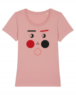 Scared Face Design Tricou mânecă scurtă guler larg fitted Damă Expresser