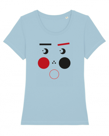 Scared Face Design Sky Blue