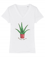 Planta Aloe Vera Tricou mânecă scurtă guler V Damă Evoker