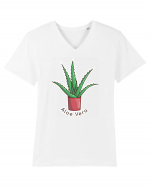 Planta Aloe Vera Tricou mânecă scurtă guler V Bărbat Presenter