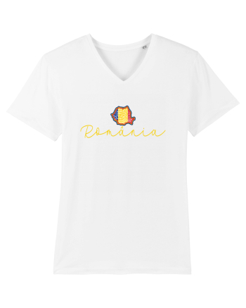 Romania Harta Tricolora White
