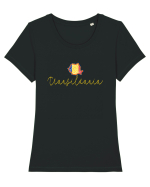 Transilvania Romania Harta Tricolora Tricou mânecă scurtă guler larg fitted Damă Expresser