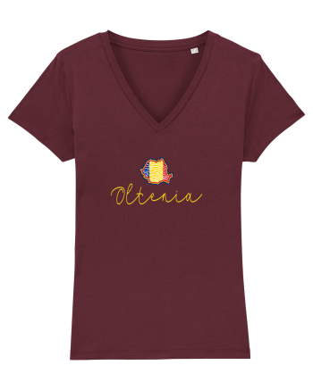 Oltenia Romania Harta Tricolora Burgundy