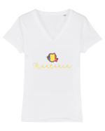 Muntenia Romania Harta Tricolora Tricou mânecă scurtă guler V Damă Evoker