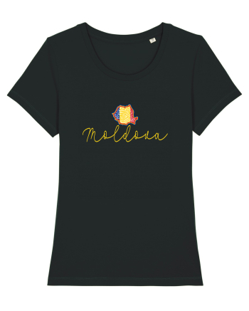 Moldova Romania Harta Tricolora Black