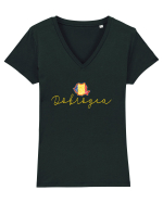 Dobrogea Romania Harta Tricolora Tricou mânecă scurtă guler V Damă Evoker