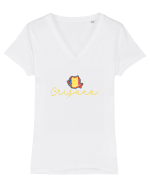Crisana Romania Harta Tricolora Tricou mânecă scurtă guler V Damă Evoker
