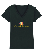 Bucovina Romania Harta Tricolora Tricou mânecă scurtă guler V Damă Evoker