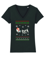 Mos Craciun cu zombi Tricou mânecă scurtă guler V Damă Evoker