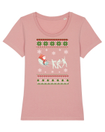Mos Craciun cu zombi Tricou mânecă scurtă guler larg fitted Damă Expresser
