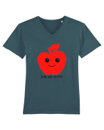 Cute Apple Design Tricou mânecă scurtă guler V Bărbat Presenter