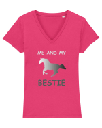 Horse Best Friend Design Tricou mânecă scurtă guler V Damă Evoker