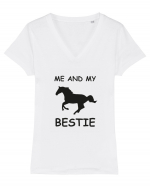 Horse Design Tricou mânecă scurtă guler V Damă Evoker