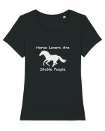 Horse Lovers Grey Design Tricou mânecă scurtă guler larg fitted Damă Expresser