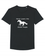 Horse Lovers Grey Design Tricou mânecă scurtă guler larg Bărbat Skater