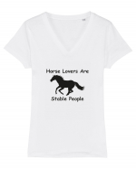 Horse Lover Black Design Tricou mânecă scurtă guler V Damă Evoker