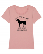 I Ride Horses Design Tricou mânecă scurtă guler larg fitted Damă Expresser