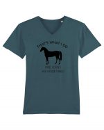 I Ride Horses Design Tricou mânecă scurtă guler V Bărbat Presenter