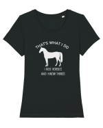 I Ride Horses Grey Design Tricou mânecă scurtă guler larg fitted Damă Expresser