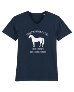 I Ride Horses Grey Design Tricou mânecă scurtă guler V Bărbat Presenter