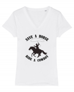 Save a horse Design Tricou mânecă scurtă guler V Damă Evoker