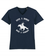 Save a horse Grey Design Tricou mânecă scurtă guler V Bărbat Presenter
