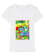 El, prietenul meu Tricou mânecă scurtă guler V Damă Evoker