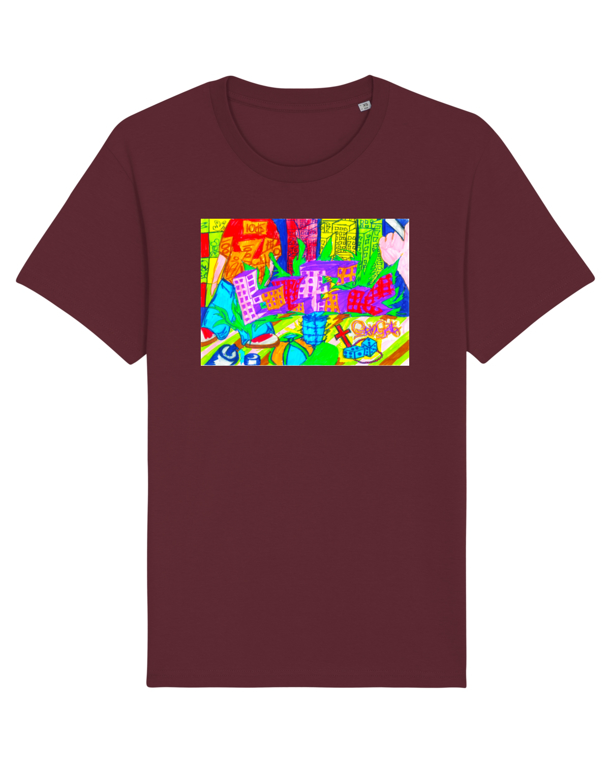 Tricou mânecă scurtă Unisex Rocker Burgundy