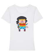 Wonder Cat Tricou mânecă scurtă guler larg fitted Damă Expresser