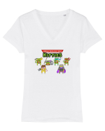 Teenage Meow-Tant Ninja Kitties Tricou mânecă scurtă guler V Damă Evoker