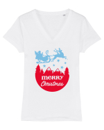 Merry Christmas Santa's Sleigh Tricou mânecă scurtă guler V Damă Evoker