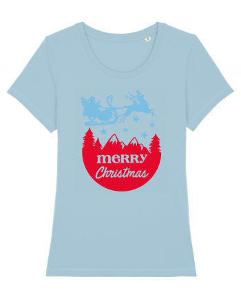 Merry Christmas Santa's Sleigh Sky Blue