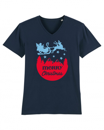 Merry Christmas Santa's Sleigh French Navy