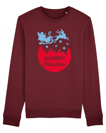 Merry Christmas Santa's Sleigh Burgundy