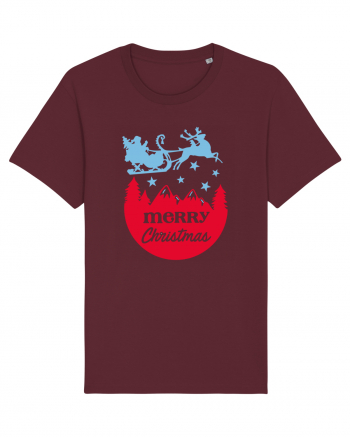 Merry Christmas Santa's Sleigh Burgundy