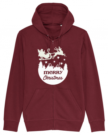 Merry Christmas Santa's Sleigh Burgundy