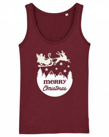 Merry Christmas Santa's Sleigh Burgundy